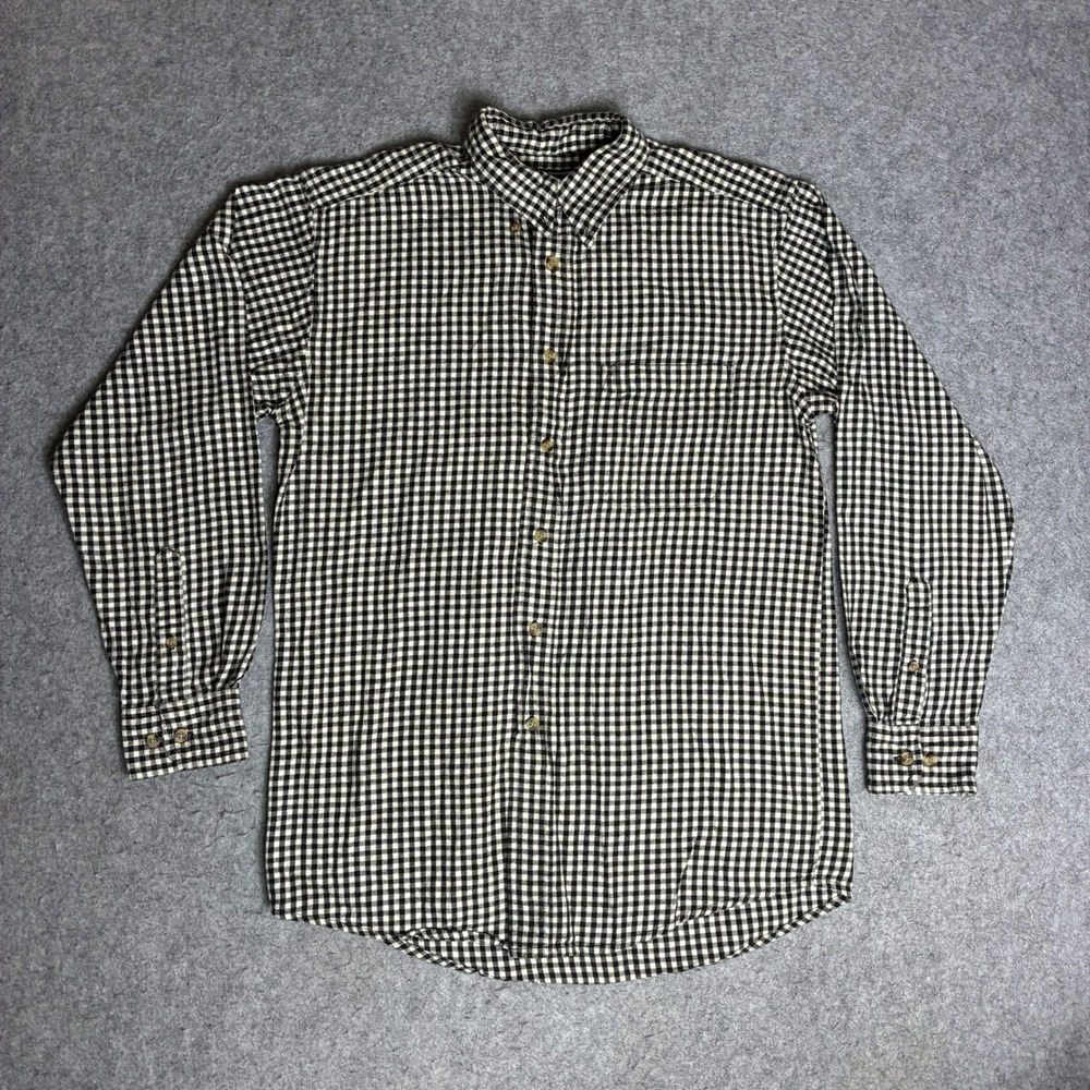 David Taylor Mens Small Black White Gingham Check Cotton Button Down Shirt